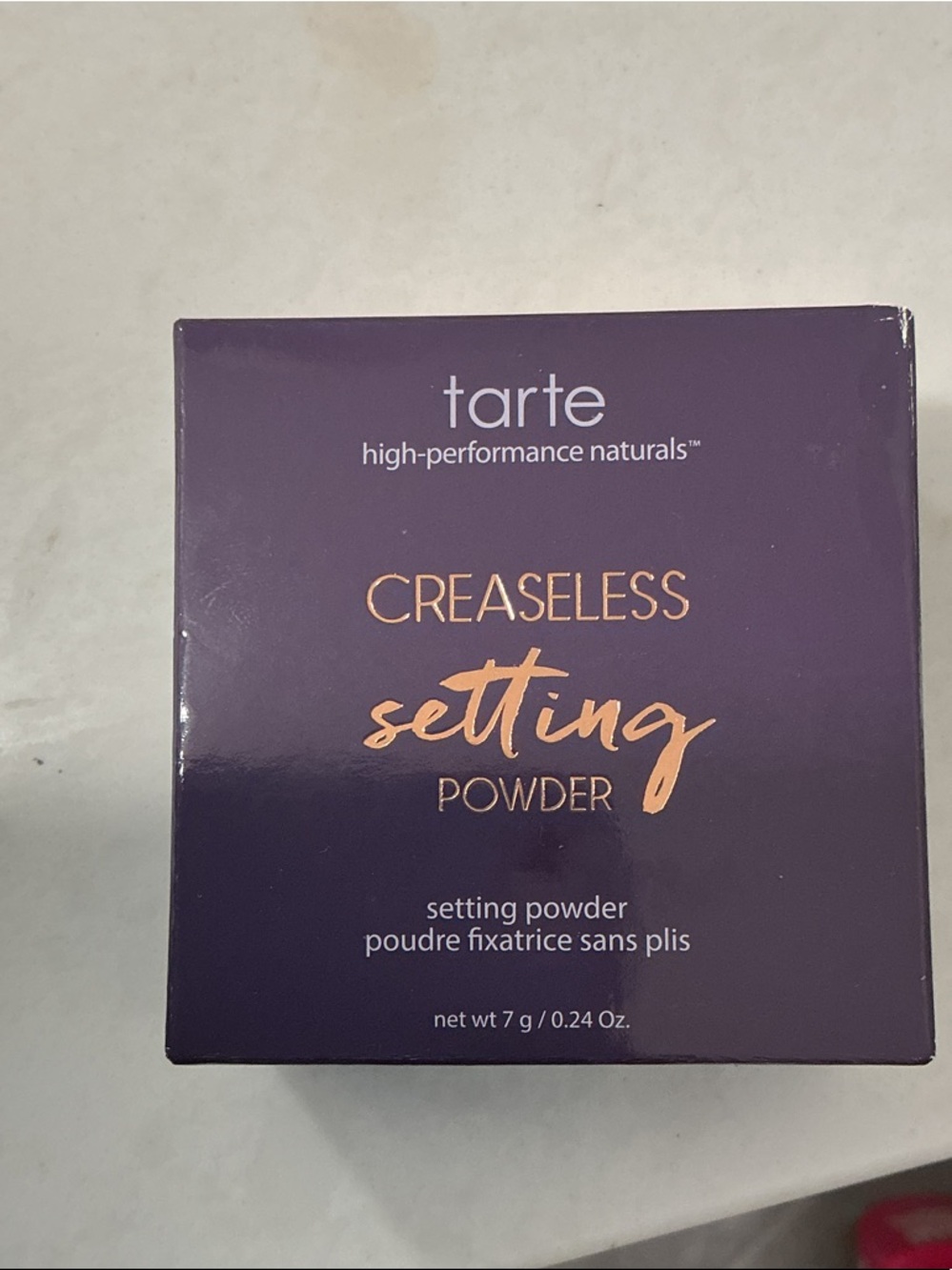 tarte Creaseless Setting Powder - Purple with Rose Gold Lettering